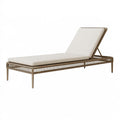 Lettino prendisole 200 x 70 cm in fibra intrecciata beige con schienale regolabile per esterno