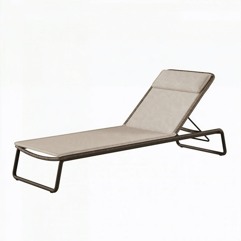 Lettino prendisole 200 x 70 cm in fibra sintetica beige - schienale reclinabile da esterno