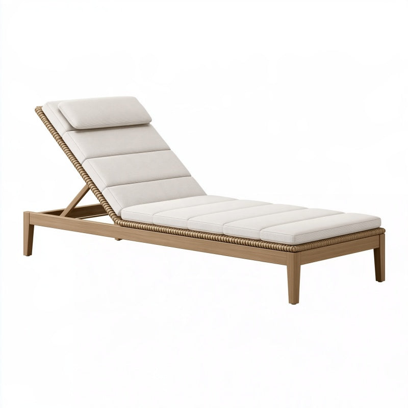 Lettino prendisole da esterno 200 x 70 cm in legno beige con schienale regolabile