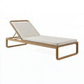 Lettino prendisole 200 x 70 cm in corda intrecciata beige con cuscino crema - schienale regolabile da esterno