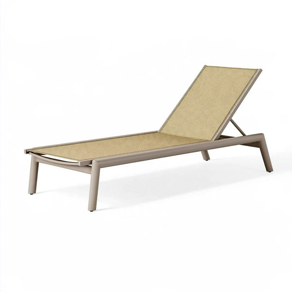 Lettino prendisole 195 x 68 x 85 cm in metallo e tessuto beige per esterno con schienale regolabile