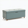 Panca contenitore 100 x 40 x 45 cm in tessuto azzurro con seduta imbottita stile moderno