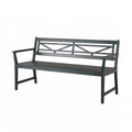 Panca da giardino 122 x 60 x 88 cm in metallo nero con schienale e braccioli