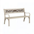 Panchina da giardino 122 x 62 x 89 cm in metallo beige con schienale floreale