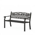 Panca da giardino 122 x 61 x 91 cm in metallo nero - seduta da esterno classica