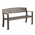 Panca da giardino 122 x 61 x 89 cm in metallo marrone con schienale decorativo