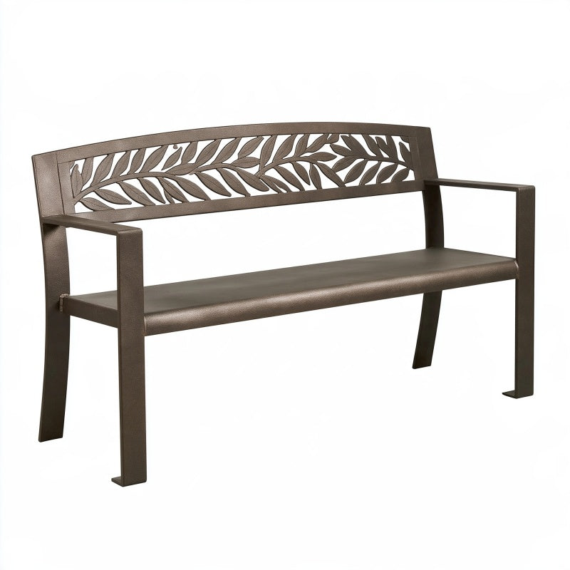 Panca da giardino 122 x 61 x 89 cm in metallo marrone con schienale decorativo