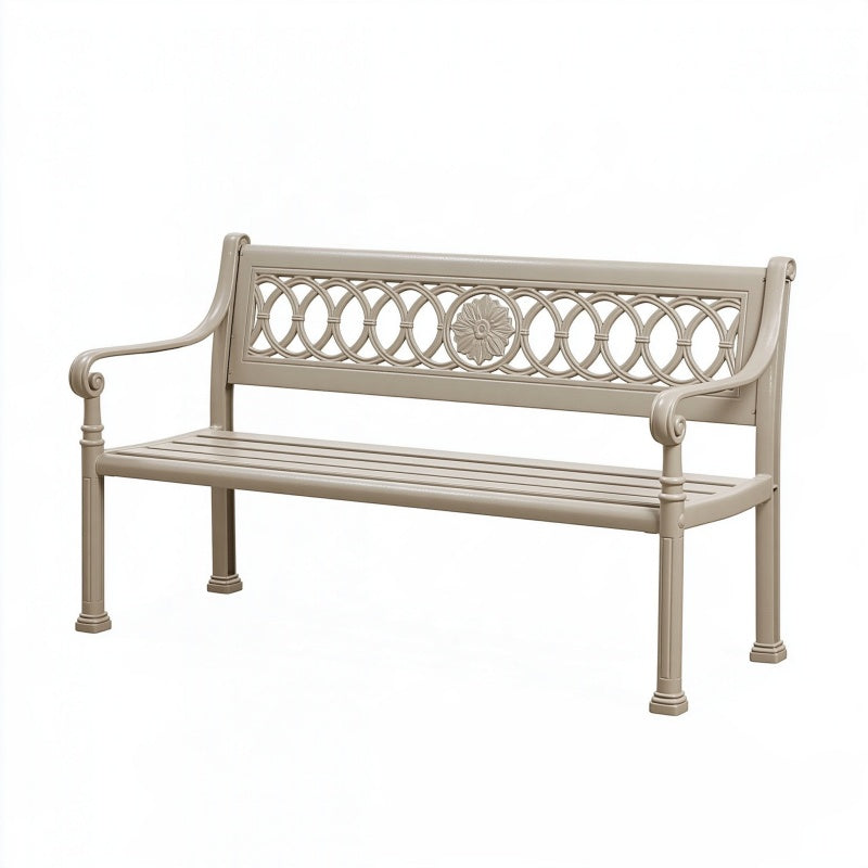 Panca da giardino 122 x 60 x 90 cm in metallo grigio tortora - stile classico decorativo