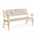 Panchina da giardino 150 cm in metallo bianco stile classico decorativo