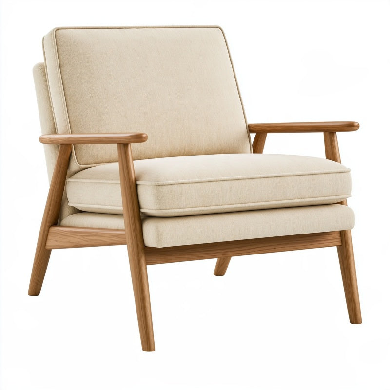 Poltrona 76 x 82 x 85 cm in tessuto beige con struttura in legno - stile nordico