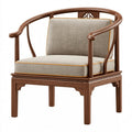 Poltrona 75 x 70 x 90 cm in legno marrone con tessuto beige - stile tradizionale per soggiorno