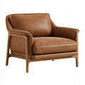 Poltrona 85 x 82 x 78 cm in similpelle marrone con struttura in legno stile moderno