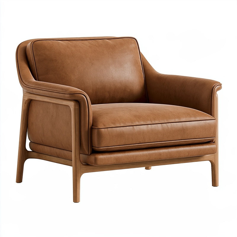 Poltrona 85 x 82 x 78 cm in similpelle marrone con struttura in legno stile moderno