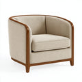 Poltrona 82 x 78 x 76 cm in tessuto beige e legno marrone - stile moderno