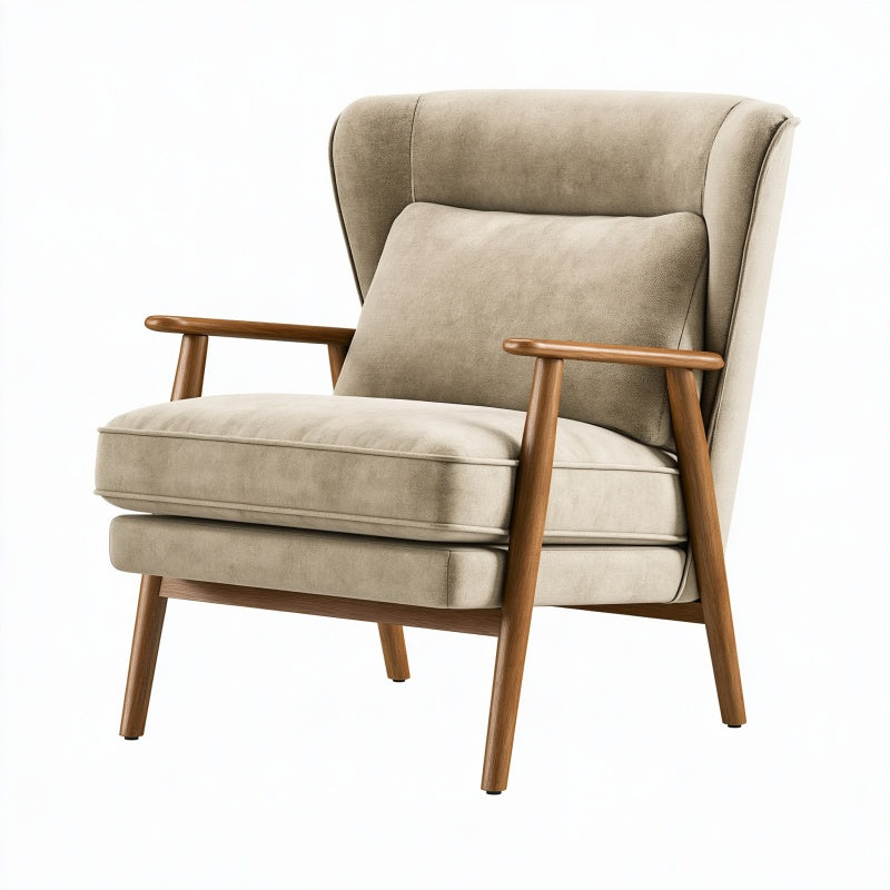 Poltrona 78 x 85 x 103 cm in tessuto beige con struttura in legno - stile moderno