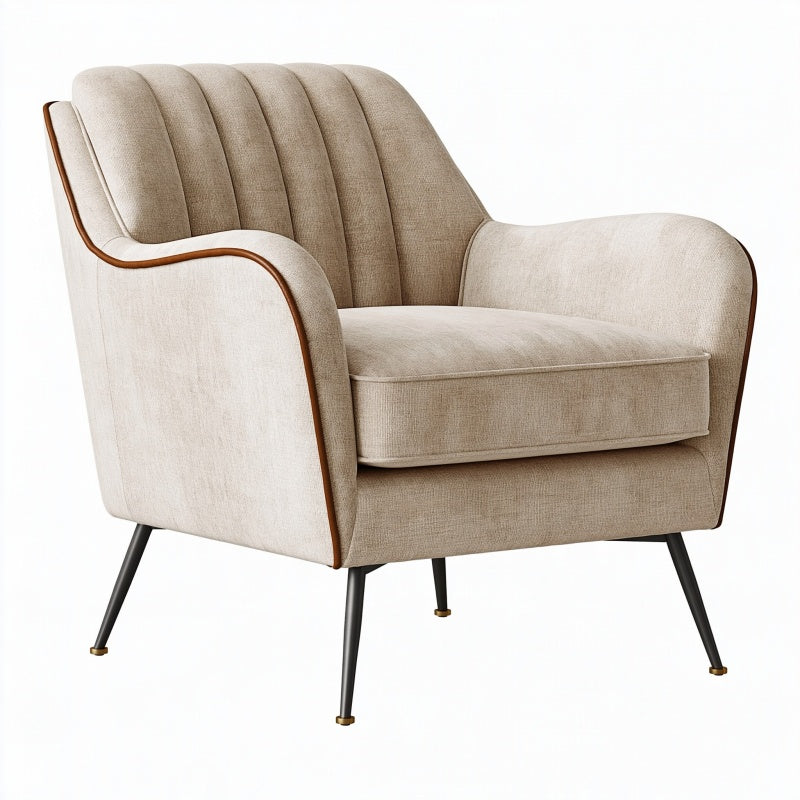 Poltrona 80 x 85 x 95 cm in tessuto beige con gambe in metallo stile moderno