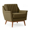 Poltrona 78 x 85 x 90 cm in tessuto verde oliva con gambe in legno stile moderno