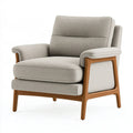 Poltrona 82 x 88 x 92 cm in tessuto grigio chiaro e legno - stile moderno