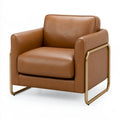 Poltrona 90 x 85 x 82 cm in pelle sintetica marrone con struttura in metallo dorato stile moderno