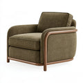 Poltrona 85 x 90 x 82 cm in tessuto verde oliva con struttura in legno stile moderno