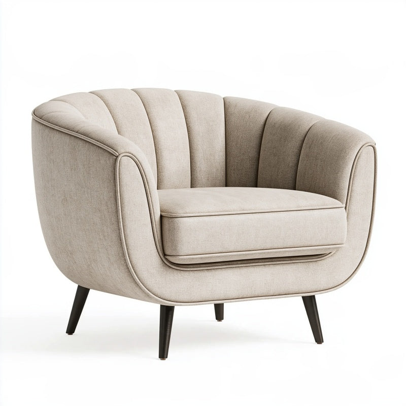Poltrona 82 x 78 x 76 cm in tessuto beige con gambe in metallo - stile moderno