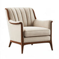 Poltrona 78 x 85 x 100 cm in tessuto beige e legno marrone - imbottita stile classico