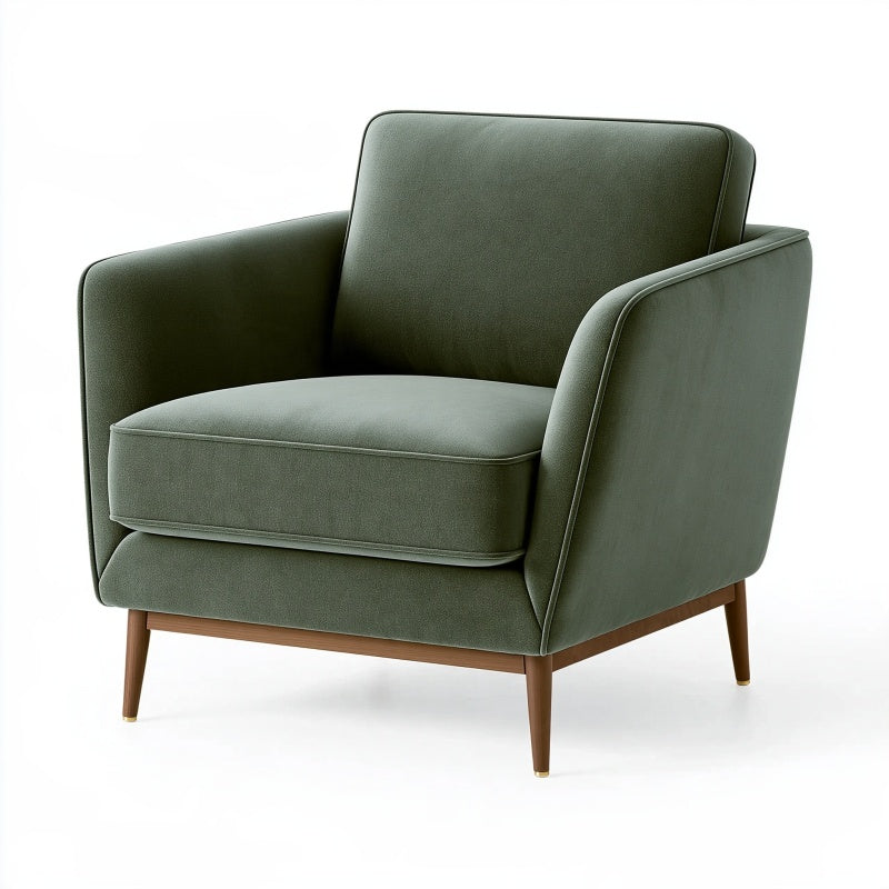 Poltrona 85 x 82 x 86 cm in tessuto verde con gambe in legno stile moderno