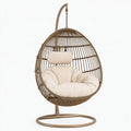 Poltrona sospesa da giardino 105 x 105 x 195 cm in fibra intrecciata beige con struttura in metallo