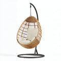 Poltrona sospesa 105 x 105 x 195 cm in rattan naturale con struttura in acciaio nero - Stile boho