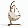 Poltrona sospesa 105 x 95 x 195 cm in metallo marrone e intreccio beige per esterno